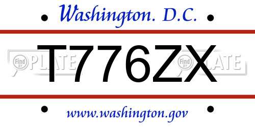 T776ZX District Of Columbia License Plate