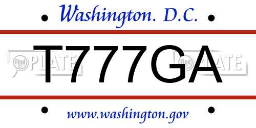T777GA District Of Columbia License Plate