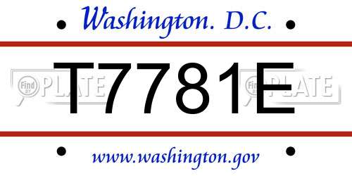 T7781E District Of Columbia License Plate