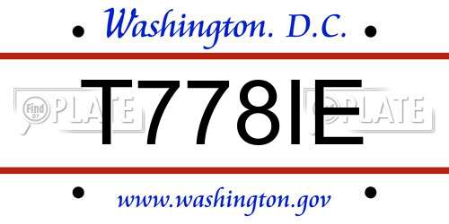 T778IE District Of Columbia License Plate