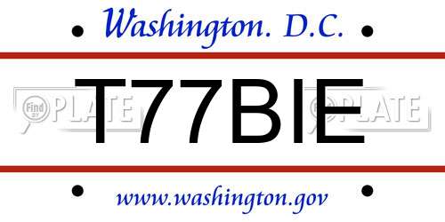T77BIE District Of Columbia License Plate
