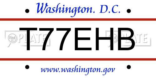 T77EHB District Of Columbia License Plate