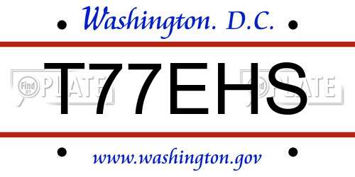 T77EHS District Of Columbia License Plate