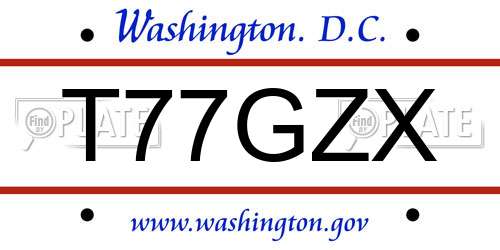 T77GZX District Of Columbia License Plate