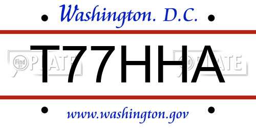 T77HHA District Of Columbia License Plate