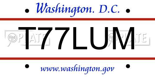 T77LUM District Of Columbia License Plate
