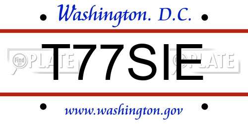 T77SIE District Of Columbia License Plate