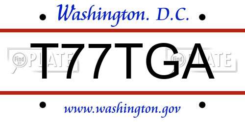 T77TGA District Of Columbia License Plate