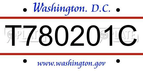 T780201C District Of Columbia License Plate