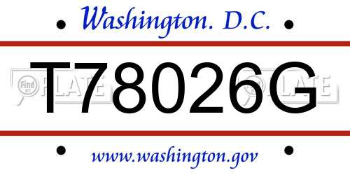 T78026G District Of Columbia License Plate
