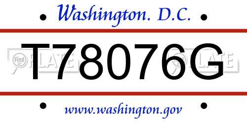 T78076G District Of Columbia License Plate