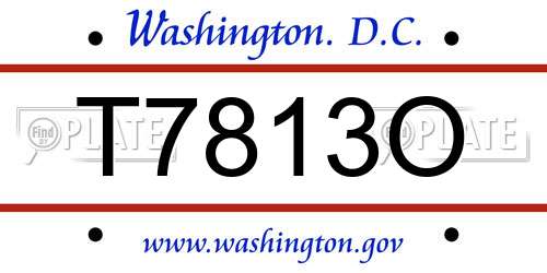 T7813O District Of Columbia License Plate