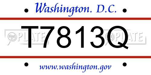 T7813Q District Of Columbia License Plate
