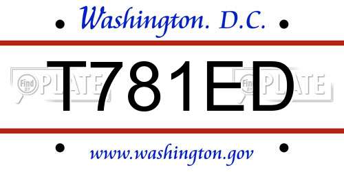 T781ED District Of Columbia License Plate