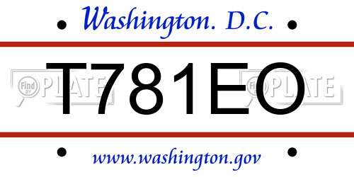 T781EO District Of Columbia License Plate