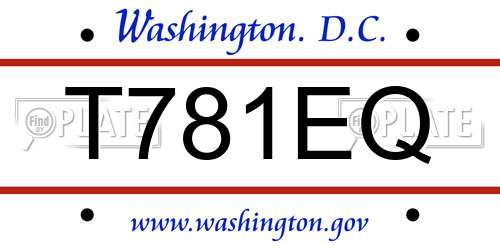 T781EQ District Of Columbia License Plate