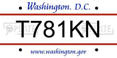 T781KN District Of Columbia License Plate