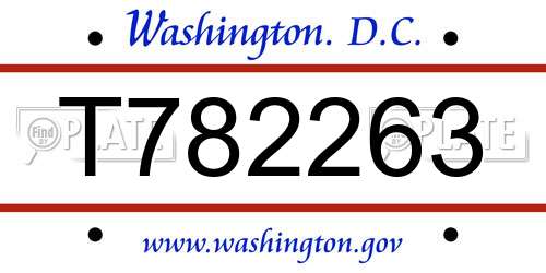 T782263 District Of Columbia License Plate