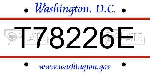 T78226E District Of Columbia License Plate