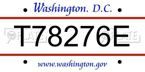 T78276E District Of Columbia License Plate