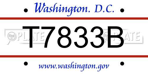 T7833B District Of Columbia License Plate