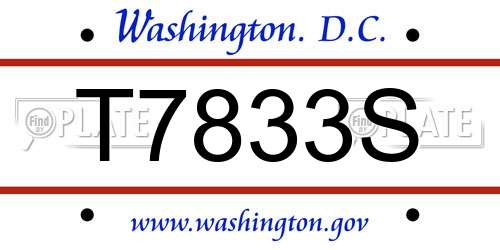 T7833S District Of Columbia License Plate