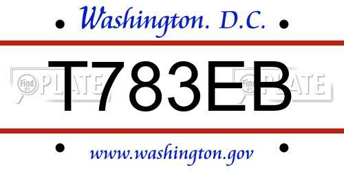 T783EB District Of Columbia License Plate