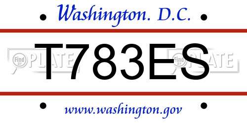 T783ES District Of Columbia License Plate