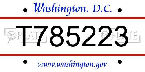 T785223 District Of Columbia License Plate