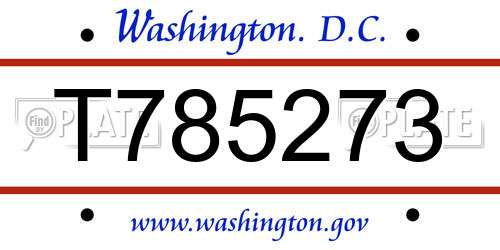 T785273 District Of Columbia License Plate