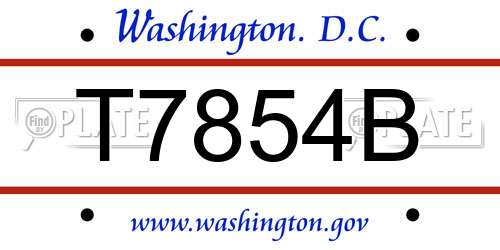 T7854B District Of Columbia License Plate