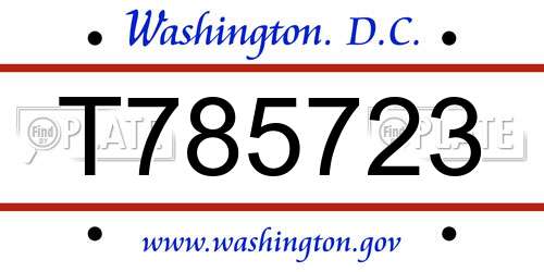 T785723 District Of Columbia License Plate