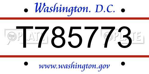 T785773 District Of Columbia License Plate