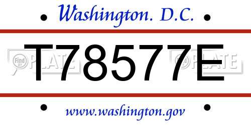 T78577E District Of Columbia License Plate