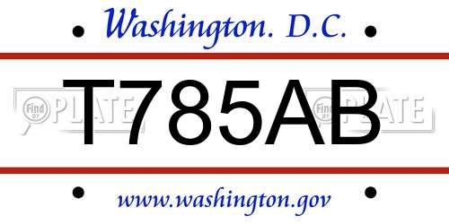 T785AB District Of Columbia License Plate