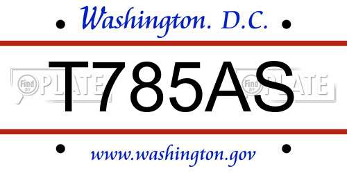 T785AS District Of Columbia License Plate