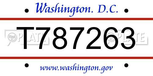 T787263 District Of Columbia License Plate