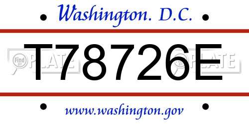 T78726E District Of Columbia License Plate
