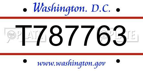 T787763 District Of Columbia License Plate