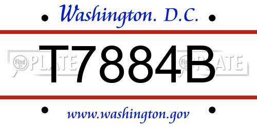 T7884B District Of Columbia License Plate
