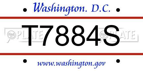 T7884S District Of Columbia License Plate