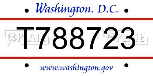 T788723 District Of Columbia License Plate