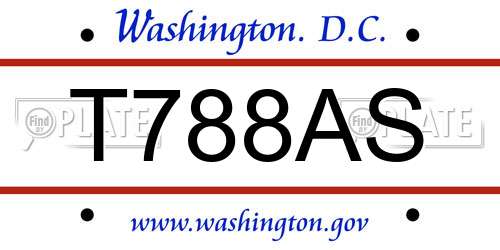 T788AS District Of Columbia License Plate