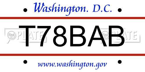 T78BAB District Of Columbia License Plate