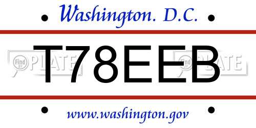 T78EEB District Of Columbia License Plate