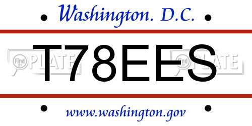 T78EES District Of Columbia License Plate