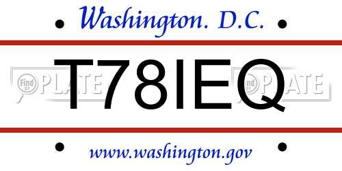T78IEQ District Of Columbia License Plate