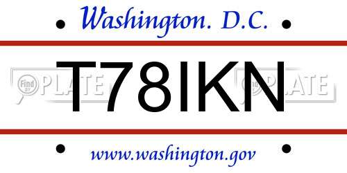 T78IKN District Of Columbia License Plate