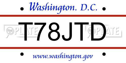 T78JTD District Of Columbia License Plate