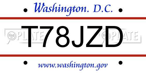 T78JZD District Of Columbia License Plate